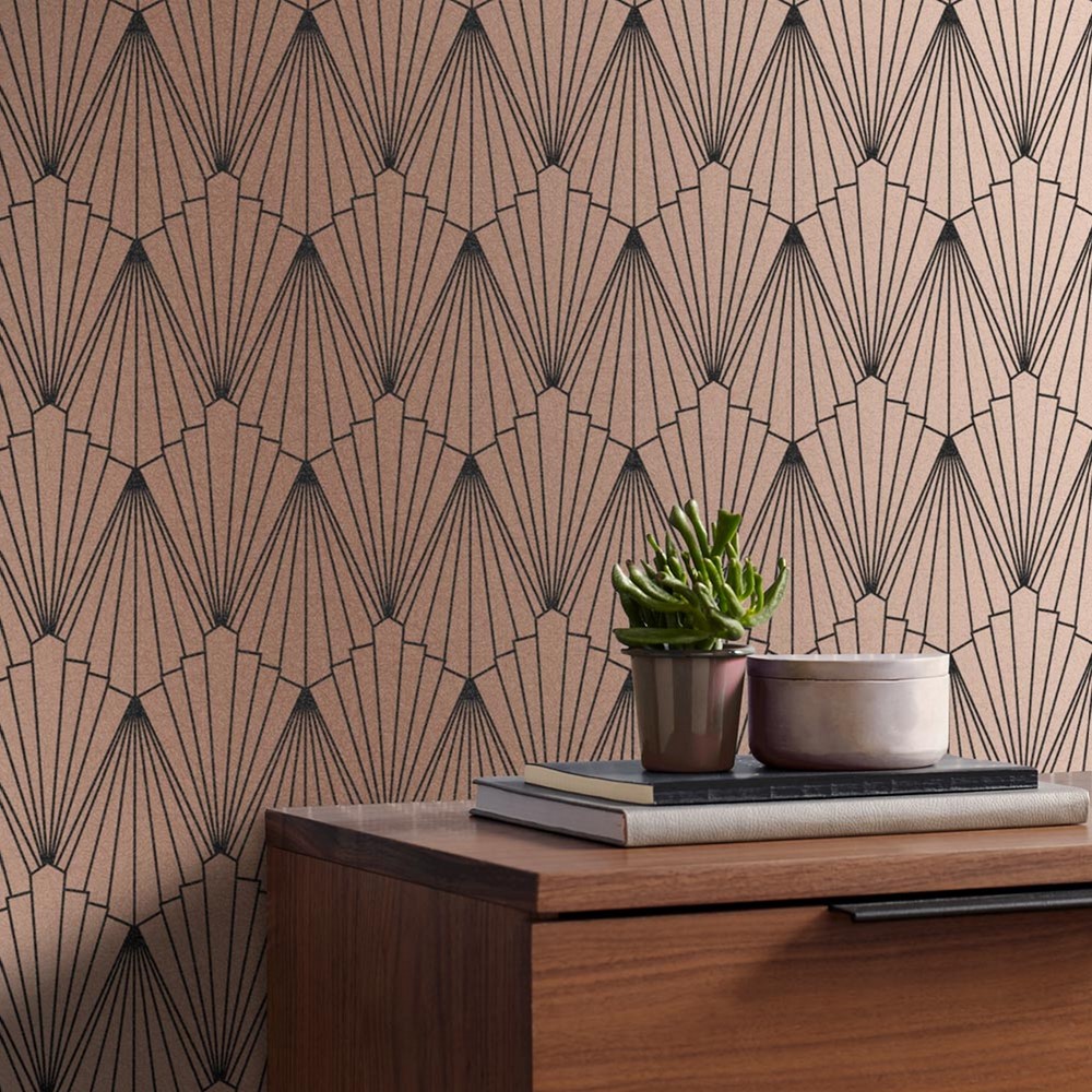 Rene Wallpaper 105927 by Graham & Brown in Rose Gold